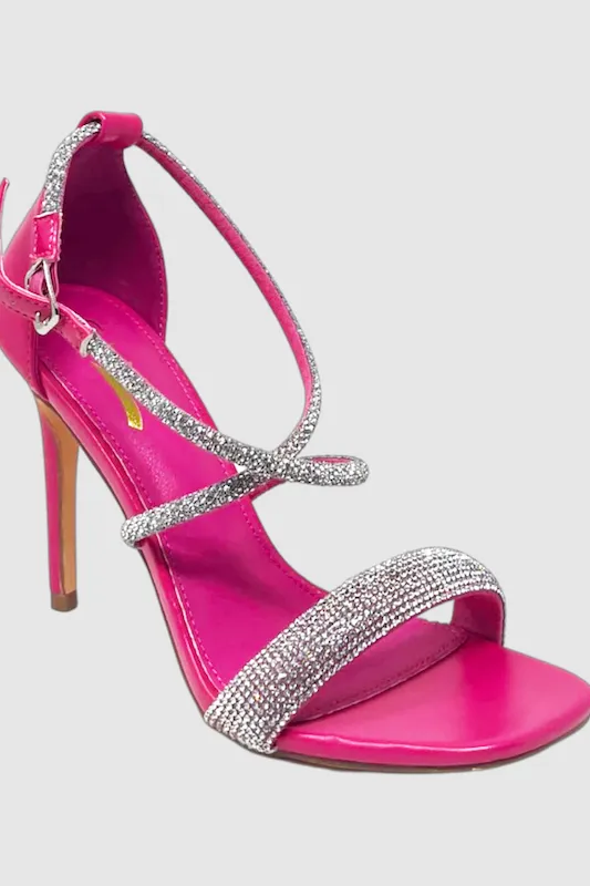 Rhinestone Strappy Square Toe Heel