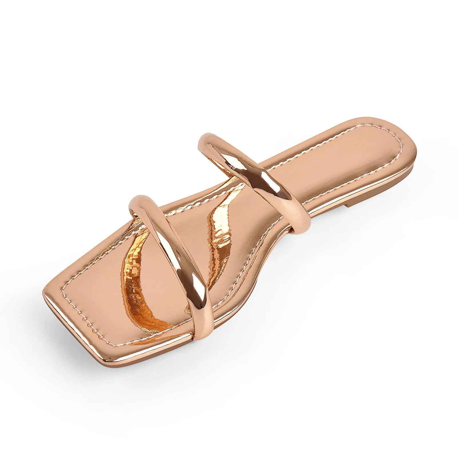 Rose Gold Band Slipper Sandals