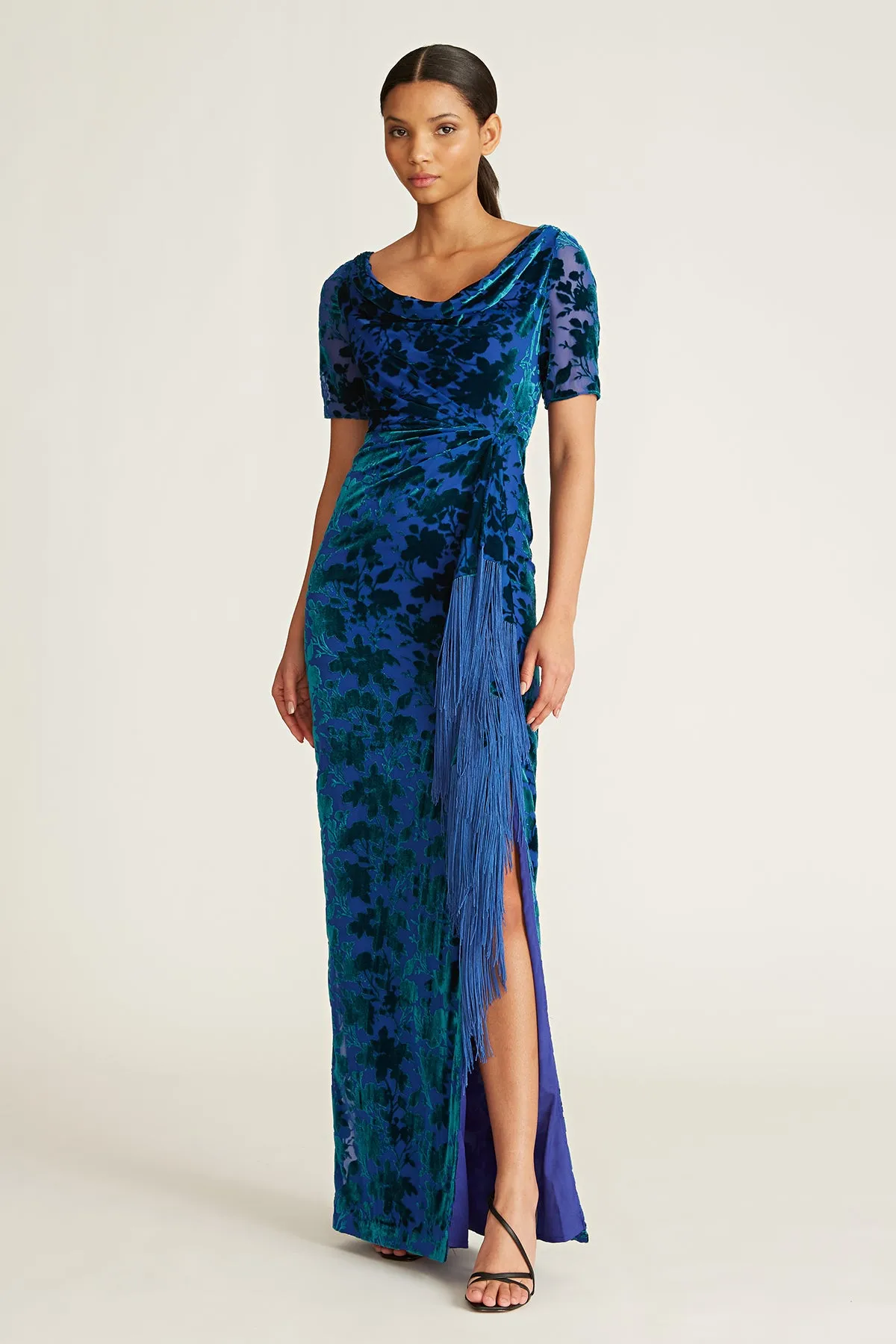 Rowan Cowl Fringe Gown