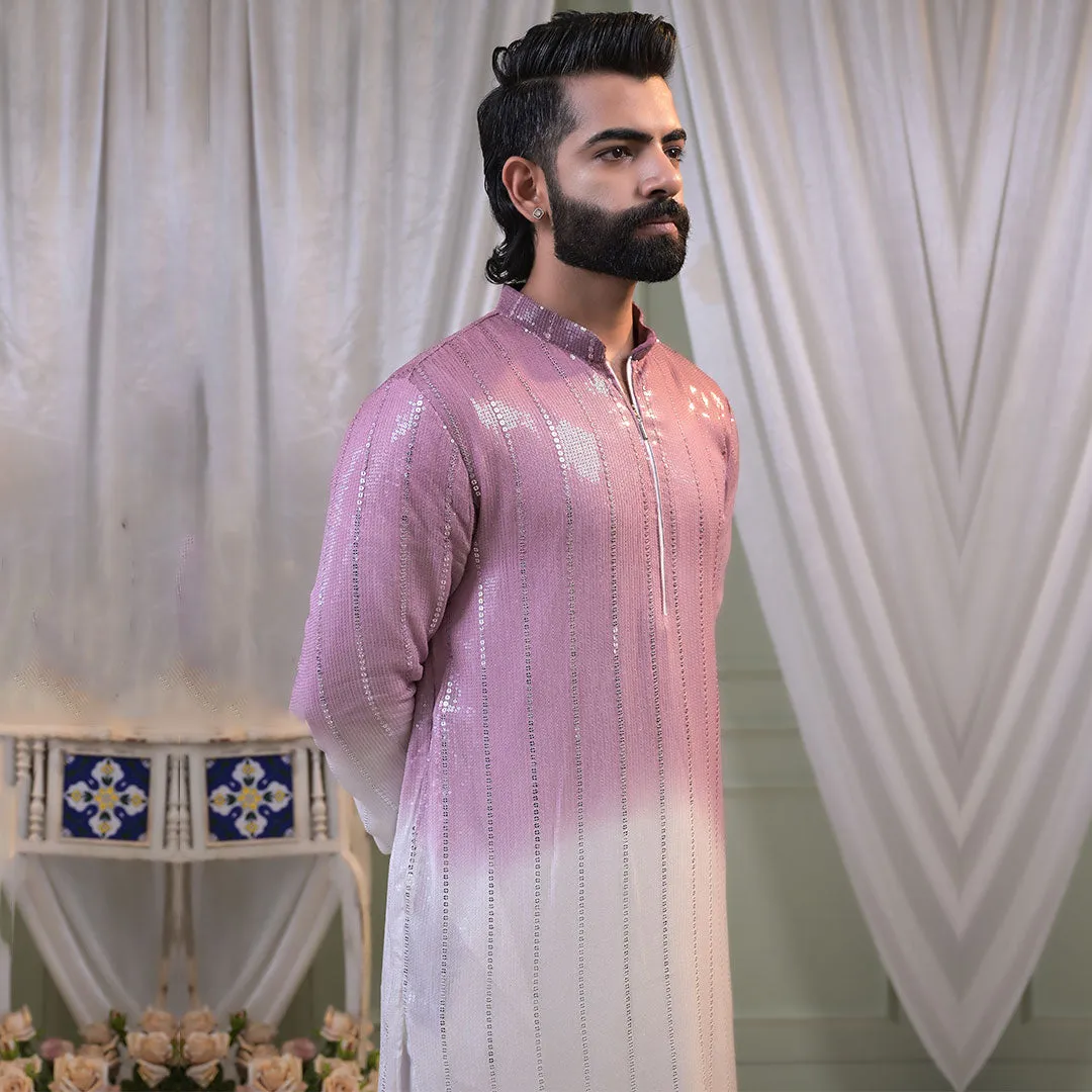 Shimmer Ombre Pink Mirror Work Kurta