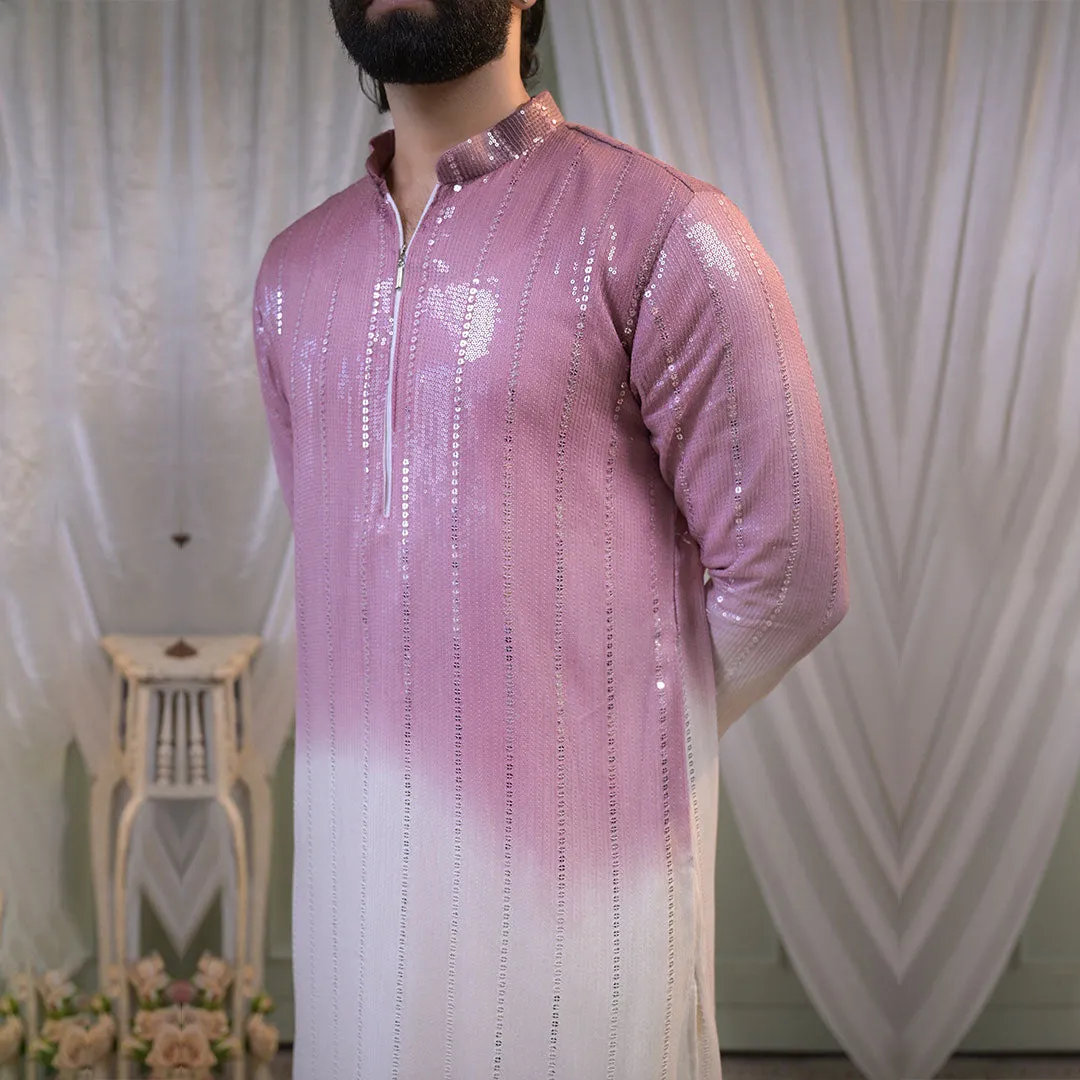 Shimmer Ombre Pink Mirror Work Kurta