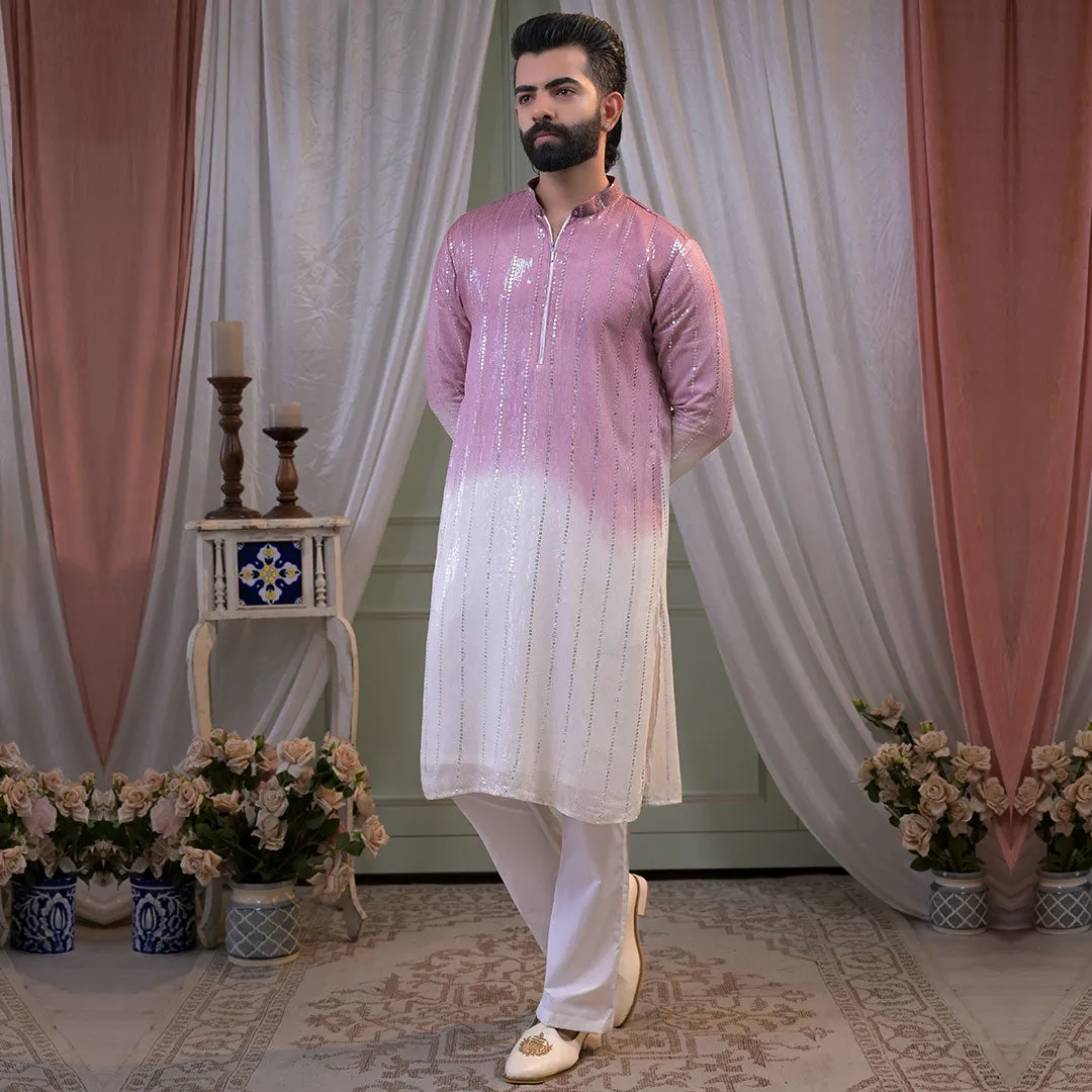 Shimmer Ombre Pink Mirror Work Kurta