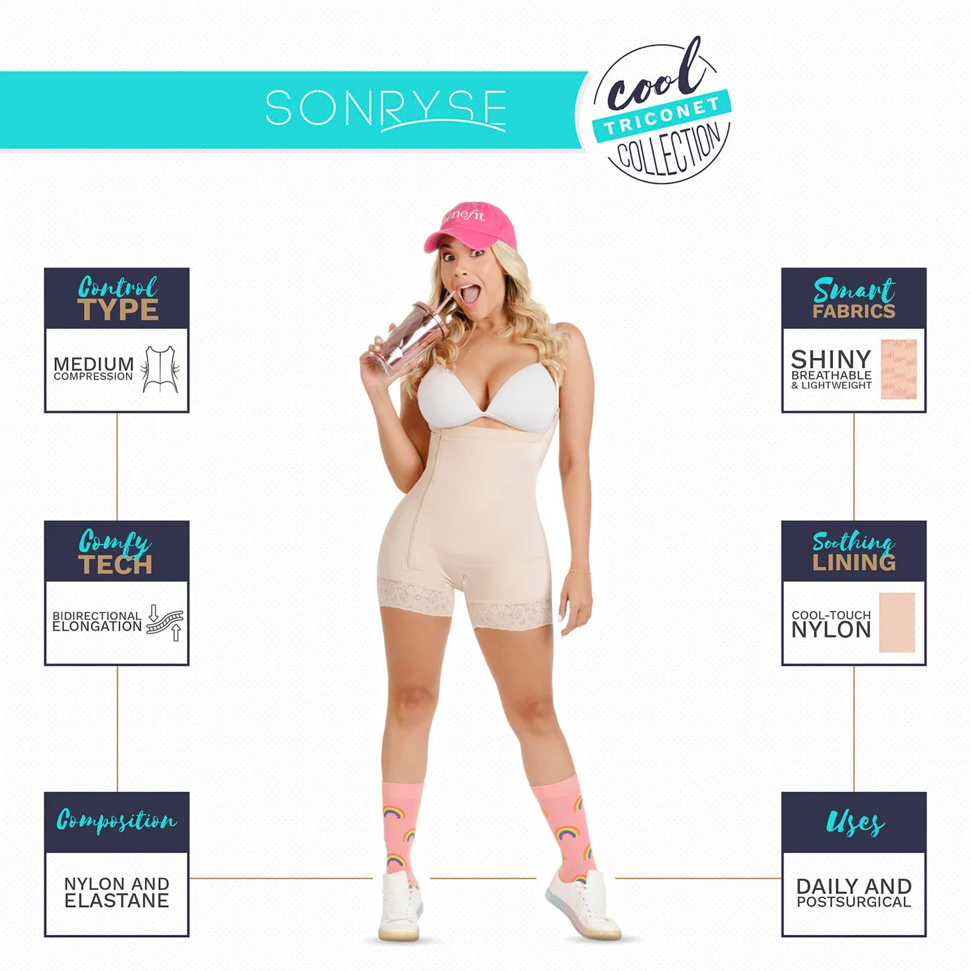 SONRYSE TR103BF Colombian Shapewear  Bodysuit | Post Surgery Body Shapers | Stage 1 Faja