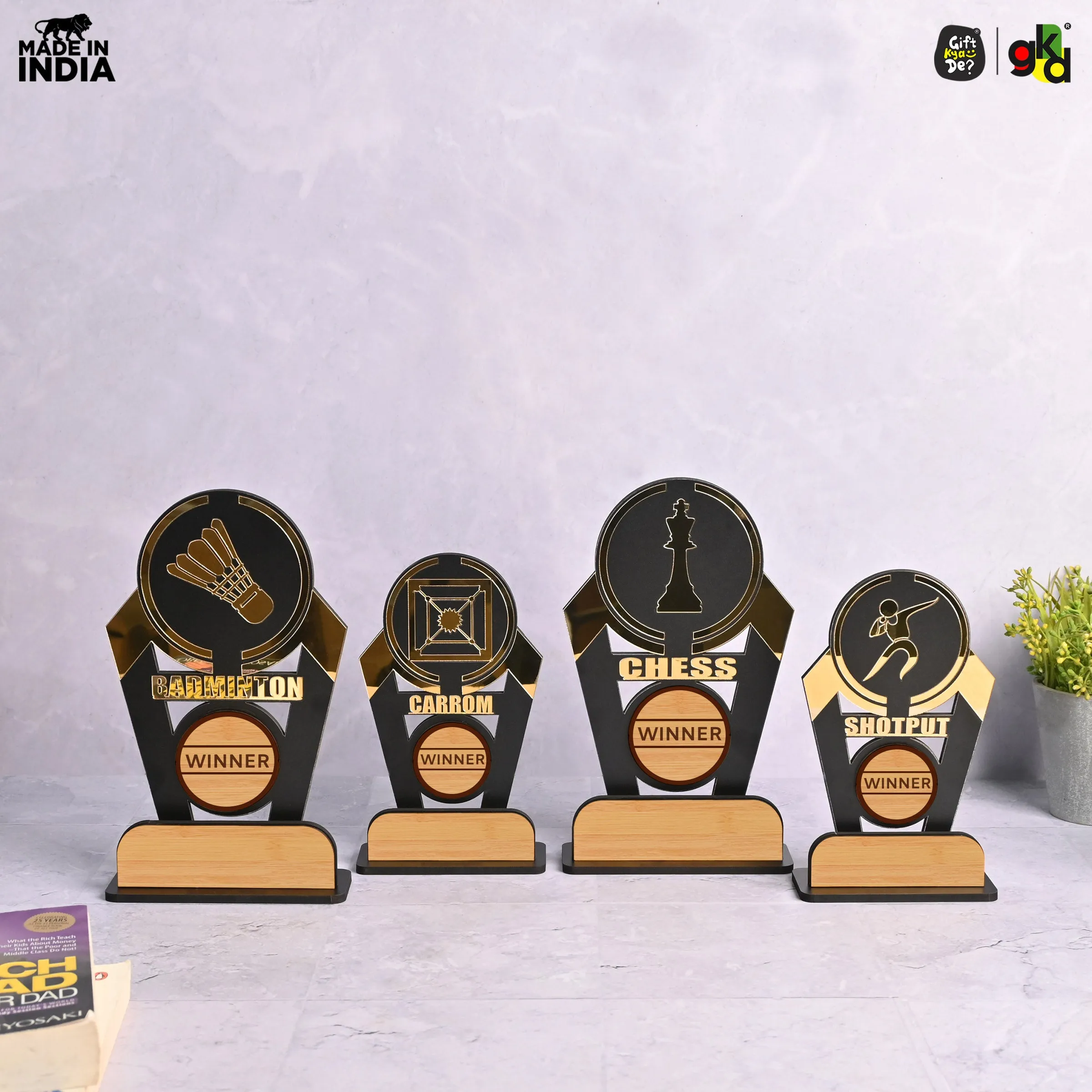 Sports Winner Trophy |  Wooden Victory Award | Perfect for Sports Mementos 8 x 4 Inches