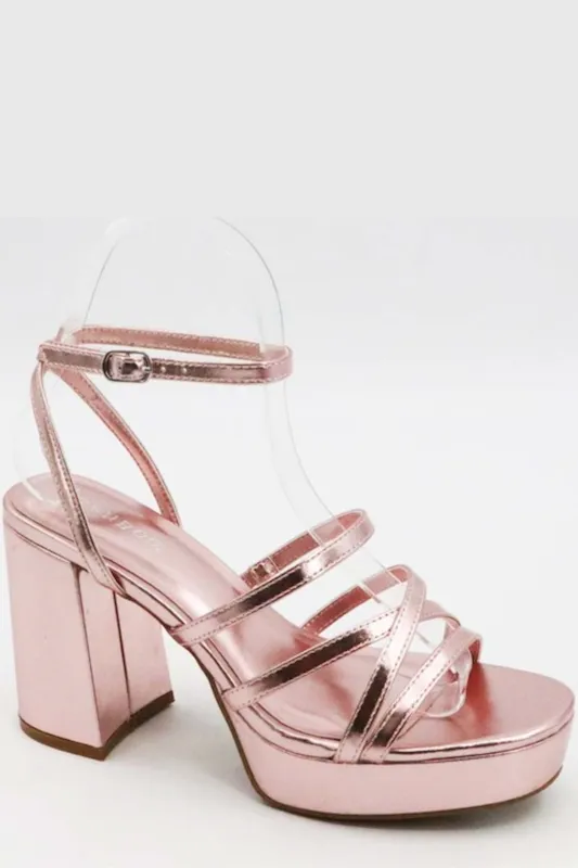 Strappy Metallic Platform Heel