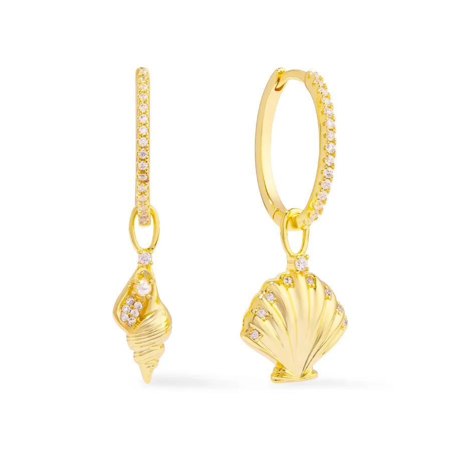 Sundaze Shell Gold Huggie Earrings