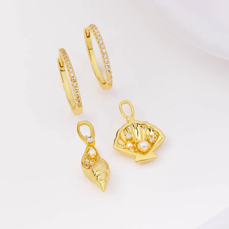 Sundaze Shell Gold Huggie Earrings