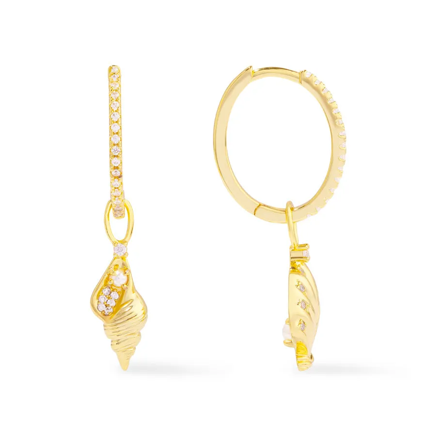 Sundaze Shell Gold Huggie Earrings