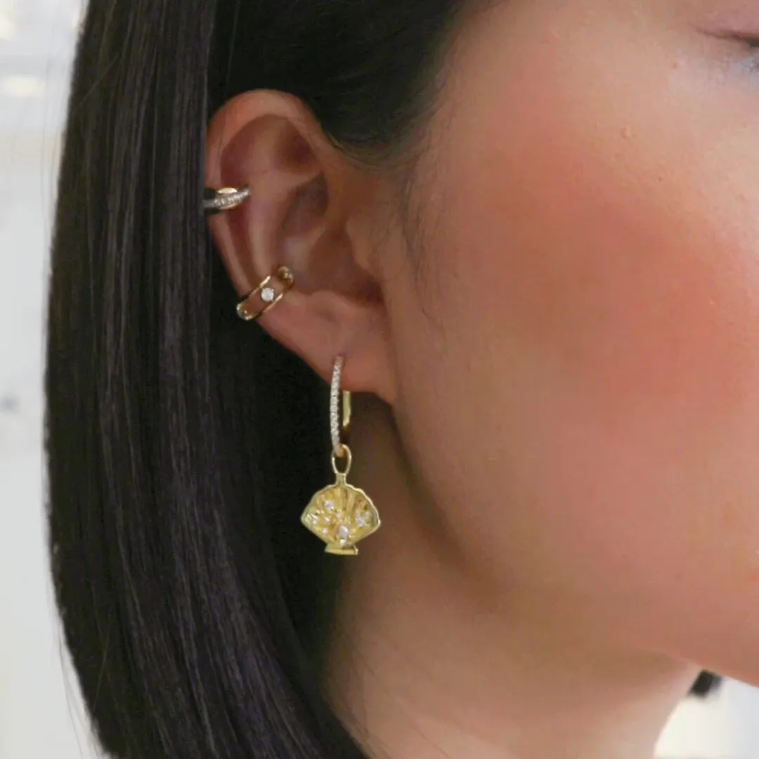 Sundaze Shell Gold Huggie Earrings