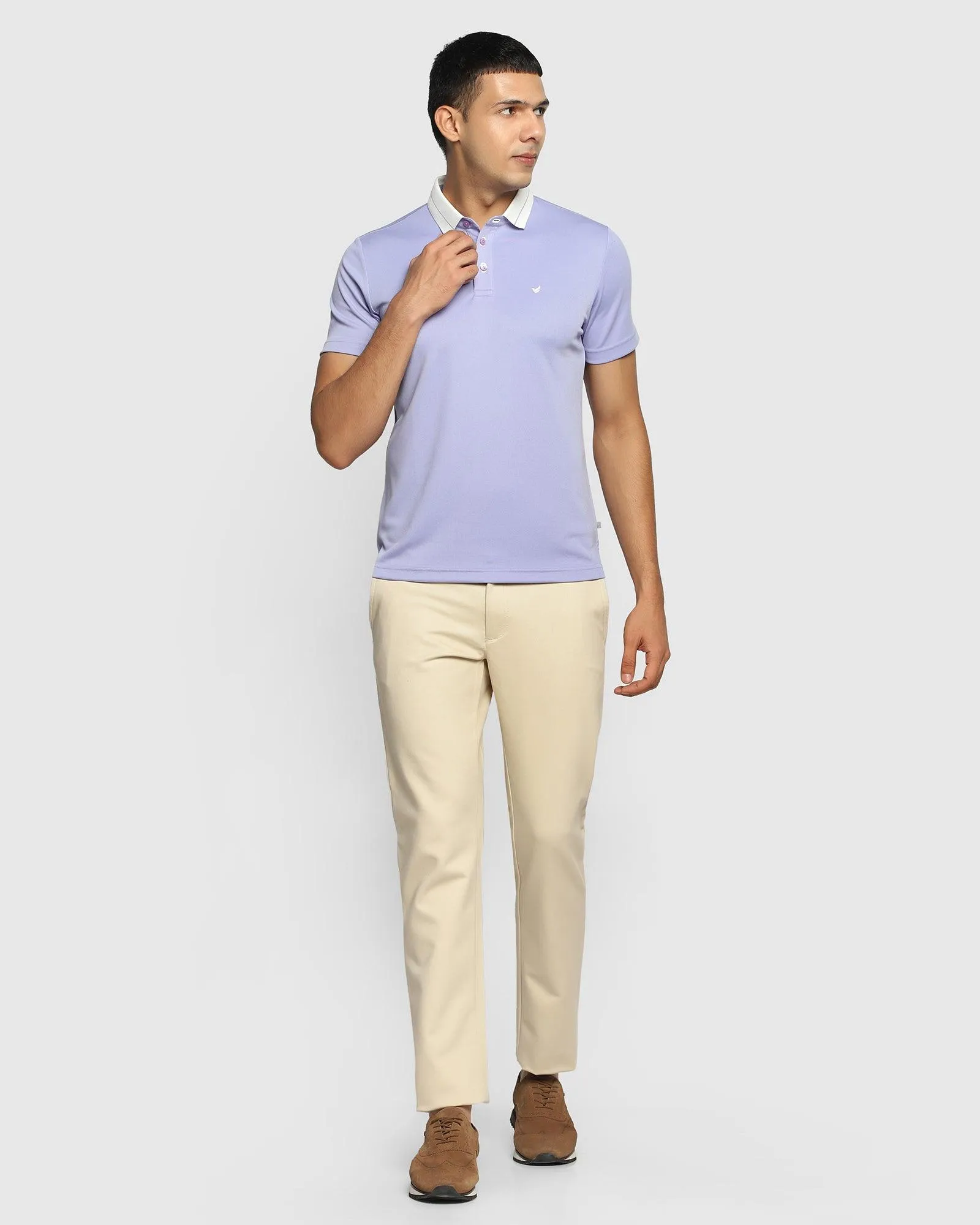 TechPro Polo Lilac Purple Solid T-Shirt - Susan