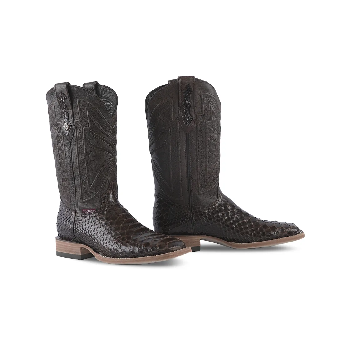 Texas Country Exotic Boot Python Jumbo Cafe PN30