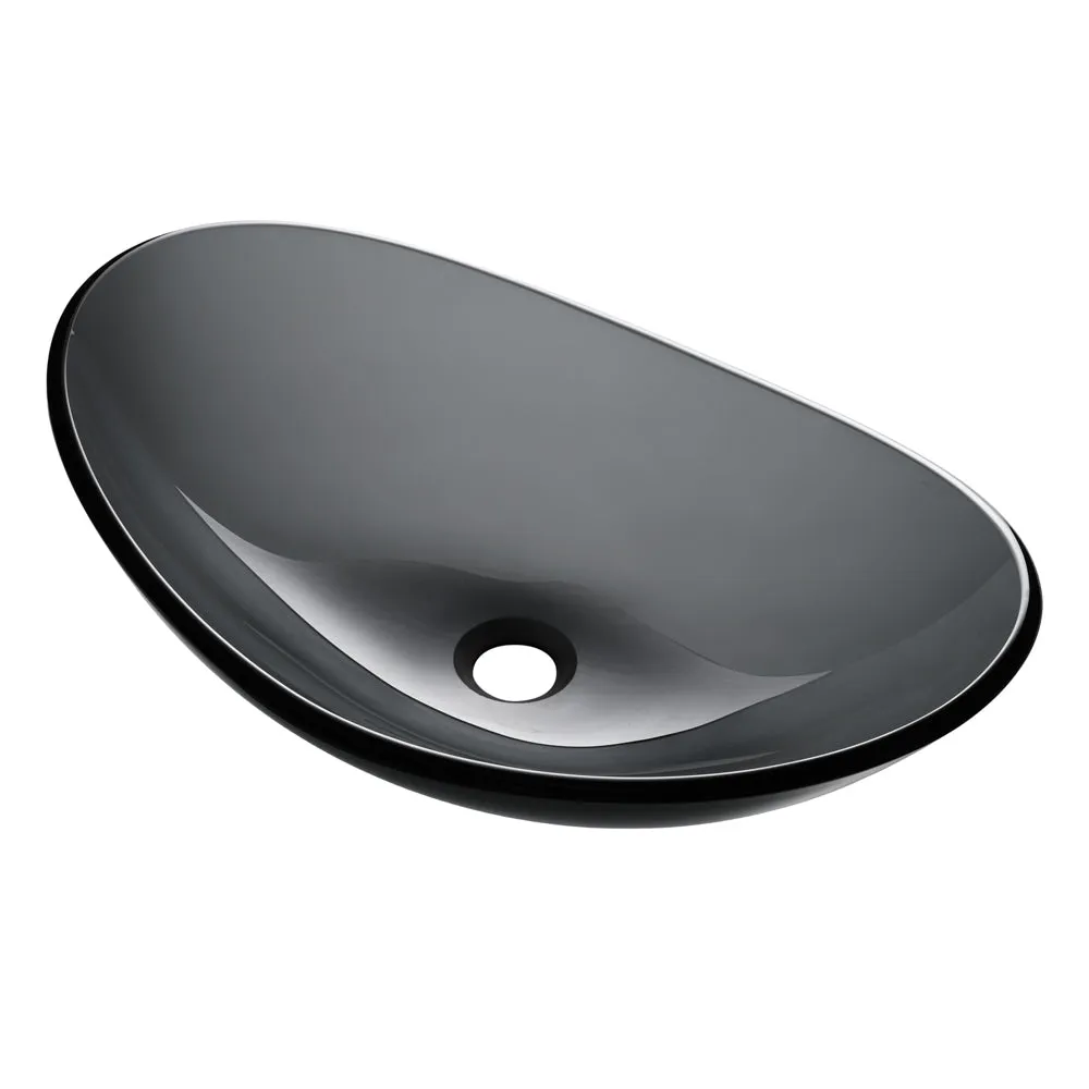 TheLAShop Gray Tempered Glass Bathroom Sink Oval 22x14