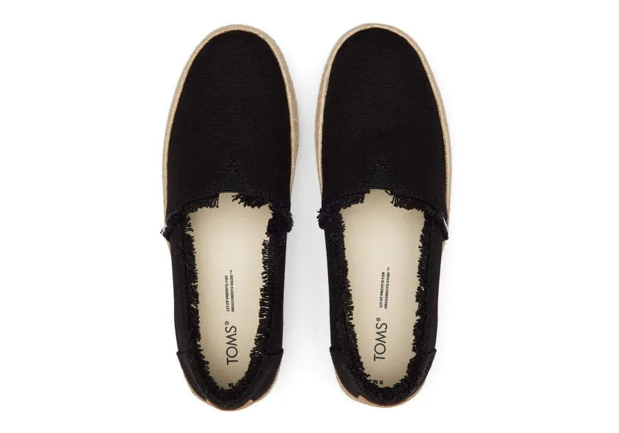 TOMS Womens Valencia Platform Espadrille - Black