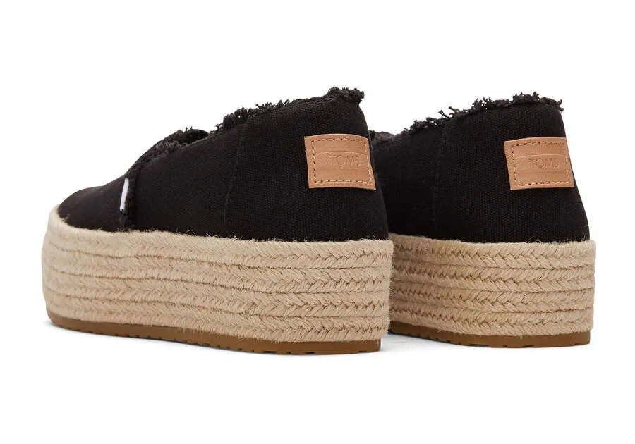 TOMS Womens Valencia Platform Espadrille - Black