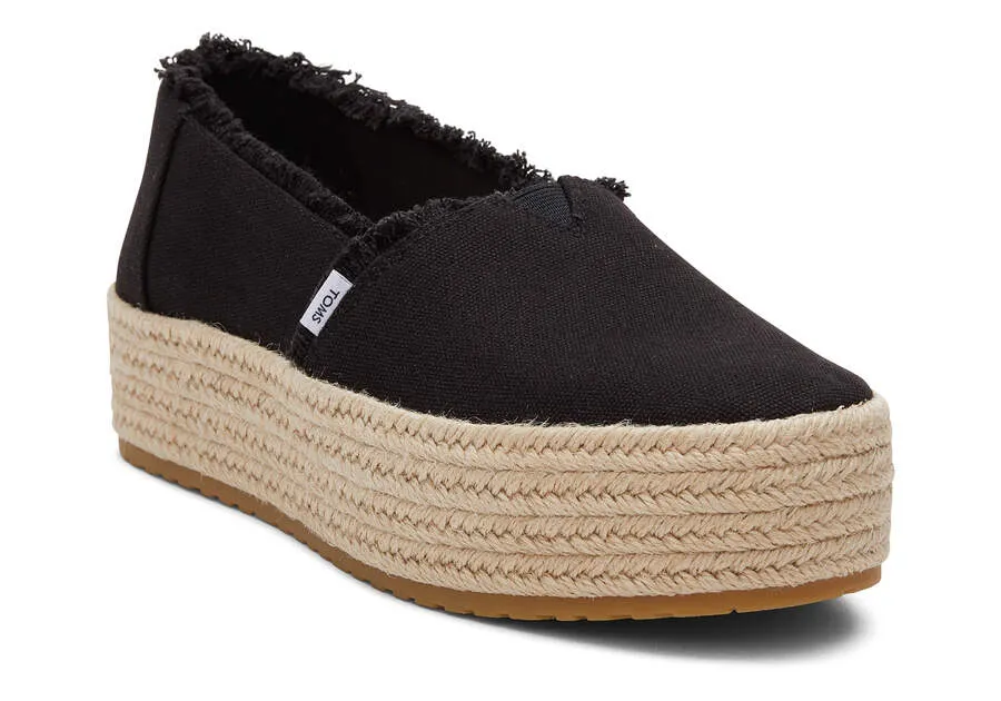 TOMS Womens Valencia Platform Espadrille - Black