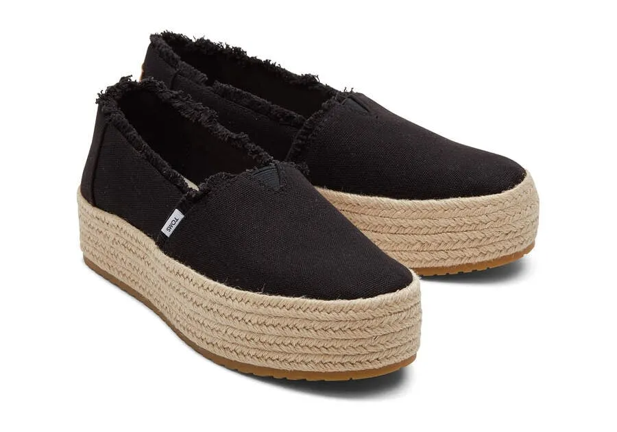 TOMS Womens Valencia Platform Espadrille - Black