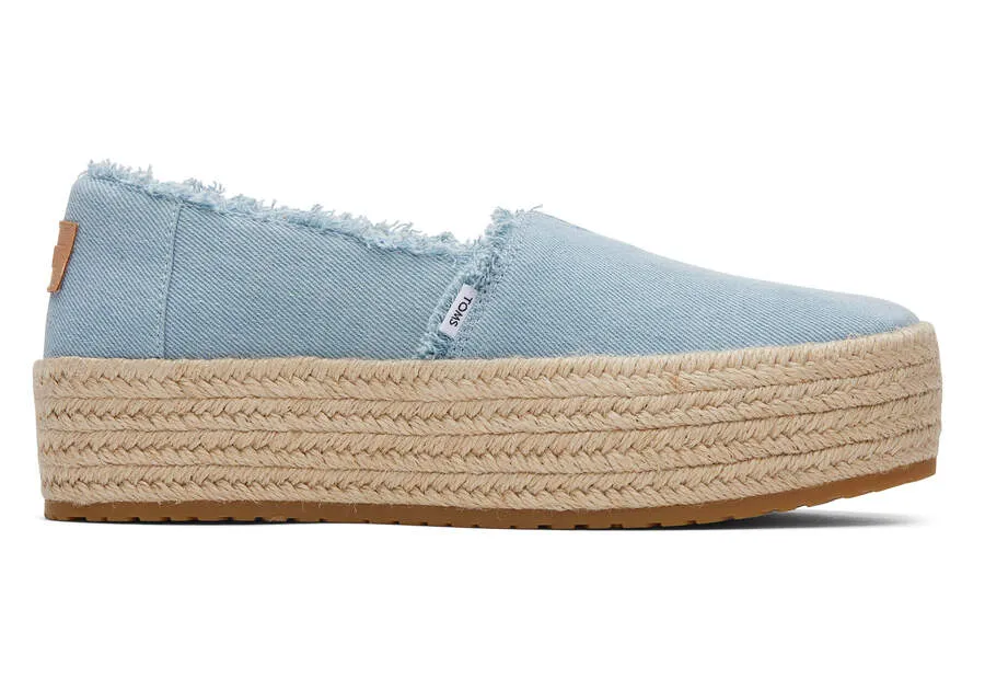 TOMS Womens Valencia Platform Espadrille - Pastel Blue Washed Denim