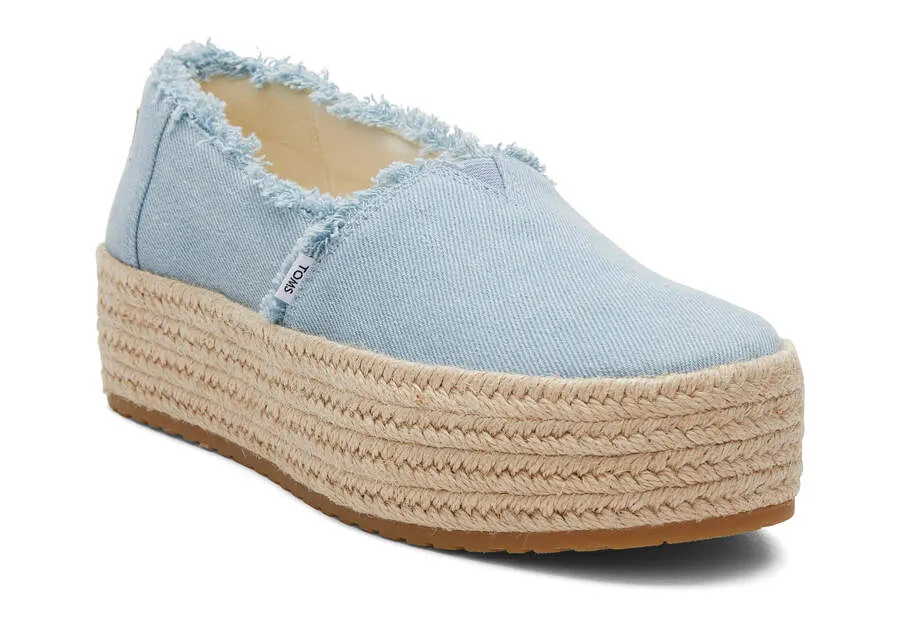 TOMS Womens Valencia Platform Espadrille - Pastel Blue Washed Denim