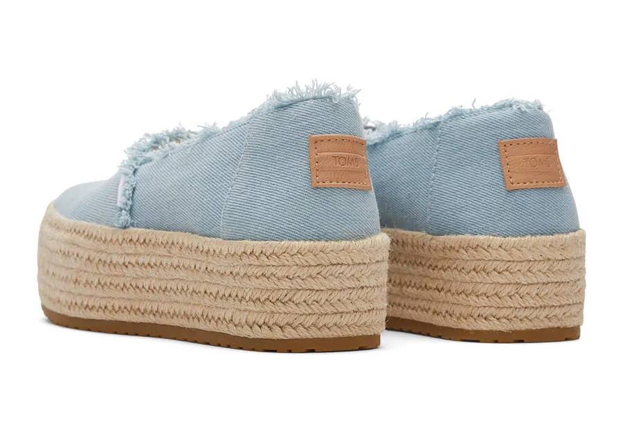 TOMS Womens Valencia Platform Espadrille - Pastel Blue Washed Denim