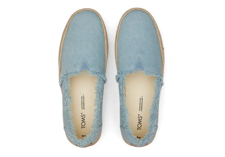 TOMS Womens Valencia Platform Espadrille - Pastel Blue Washed Denim