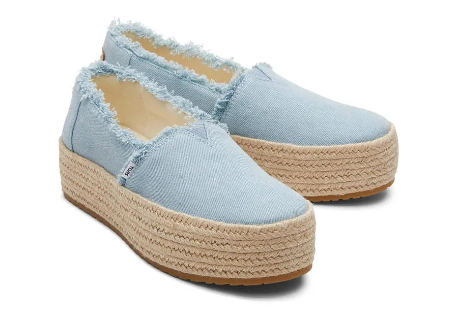 TOMS Womens Valencia Platform Espadrille - Pastel Blue Washed Denim