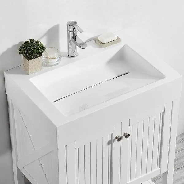 Vinnova Pavia 28” Modern White Single Sink Vanity Set with Acrylic under-mount Sink