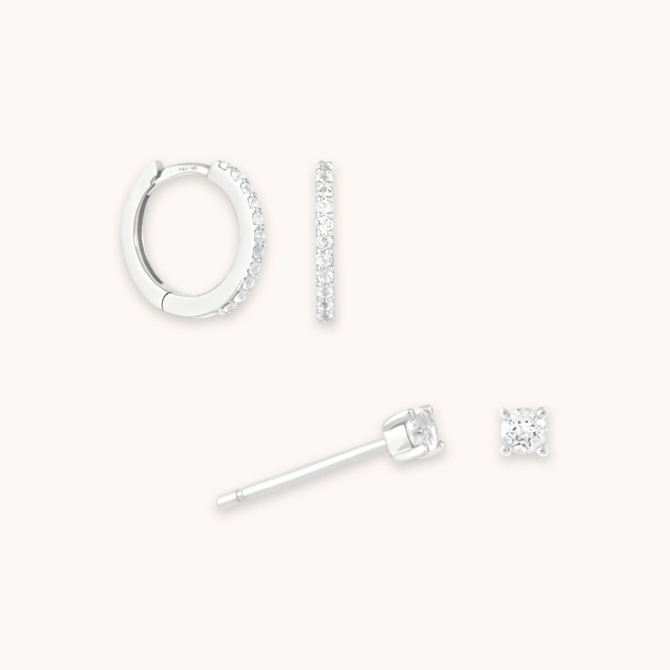 White Topaz Gift Set in Solid White Gold