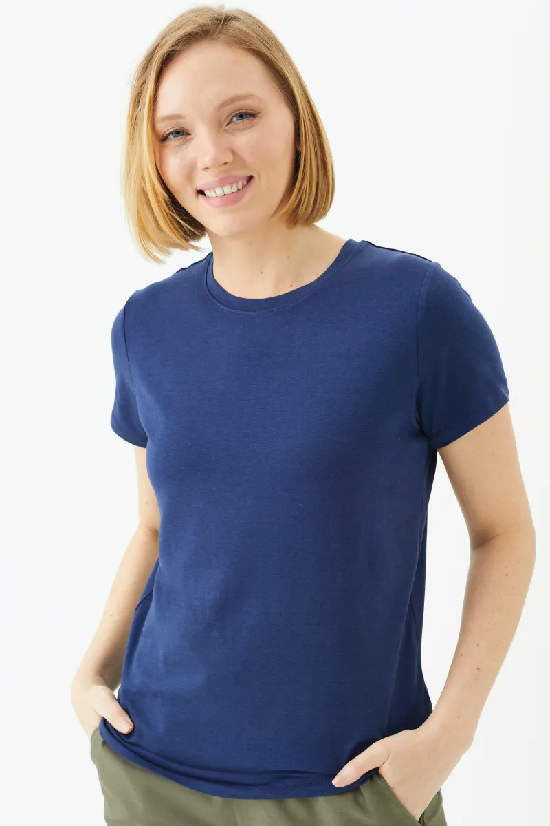 Women's Bamboo Cotton Short-Sleeve Crew Tee-All Sales Final