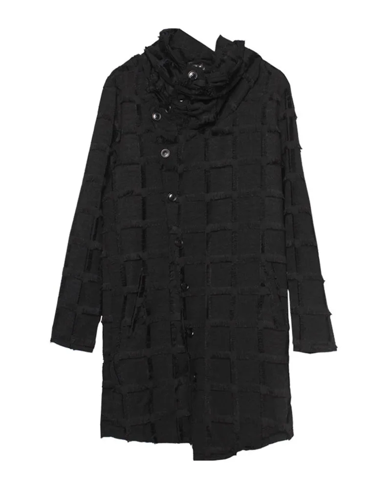 Yamamoto Stripe Lattice Fringe Long Coat